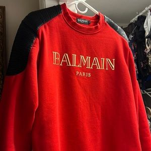 Balmain Red Moto styled sweater